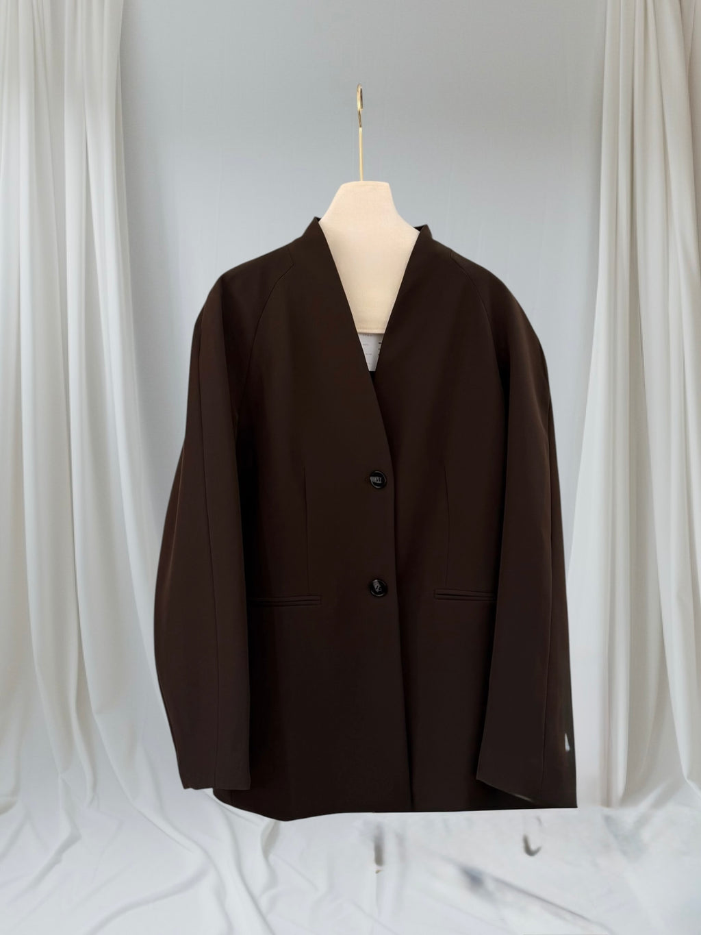 Tailored Collarless Blazer
