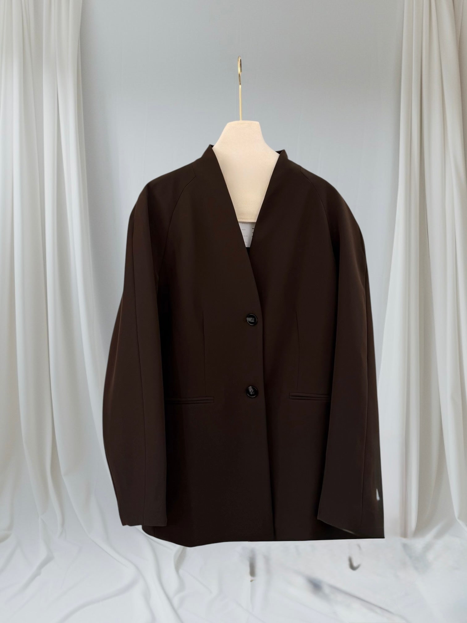 Tailored Collarless Blazer