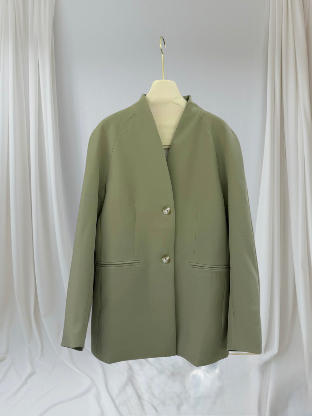 Tailored Collarless Blazer