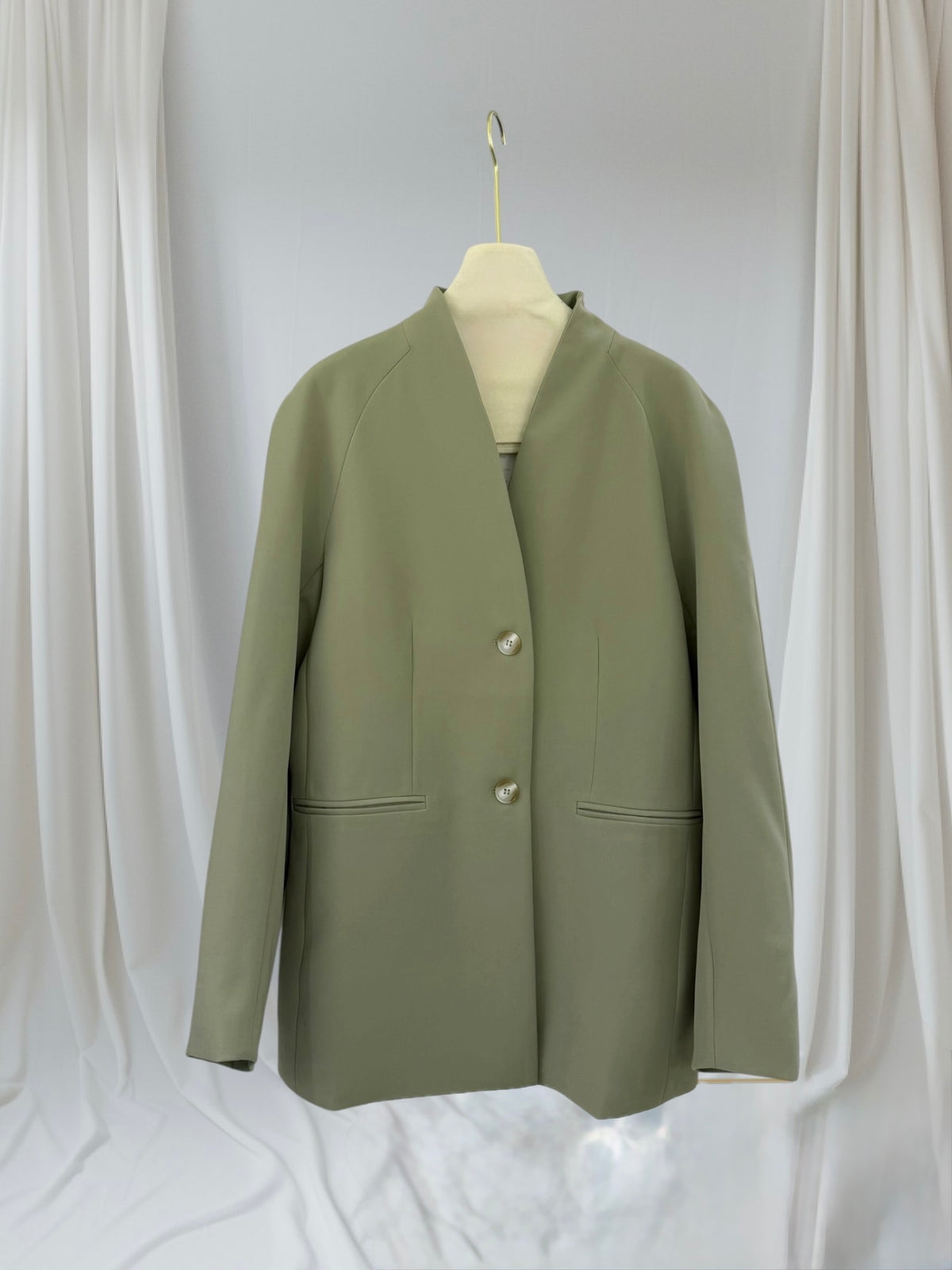Tailored Collarless Blazer